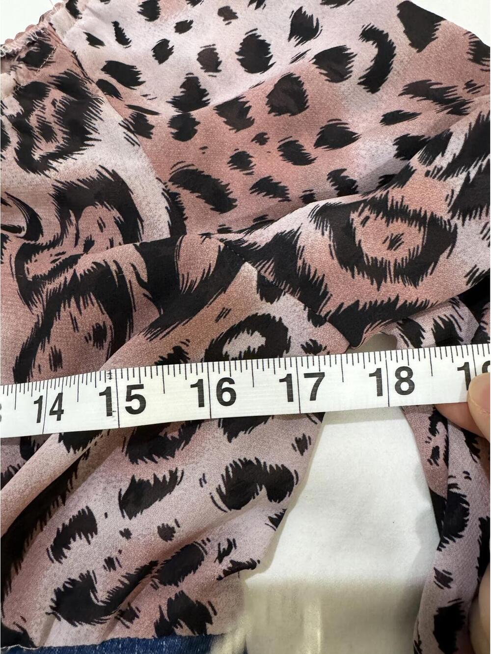 Vintage 90s Forenza Pink Leopard Print Denim Corset Blouse Top Size 10 - Picture 8 of 9